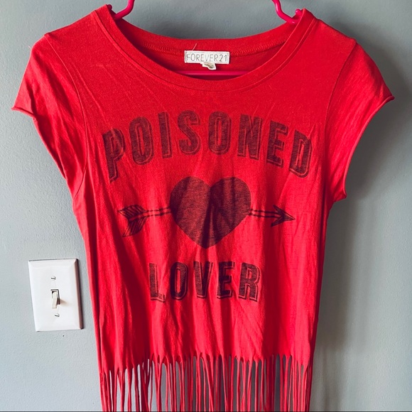 Forever 21 red graphic fringe tee - Picture 2 of 6